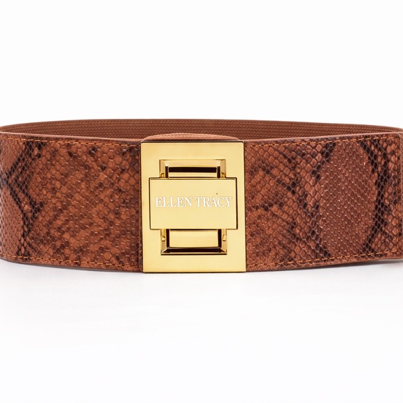 Ellen Tracy Snake Print Stretch Belt – L/XL - Picture 2 of 12